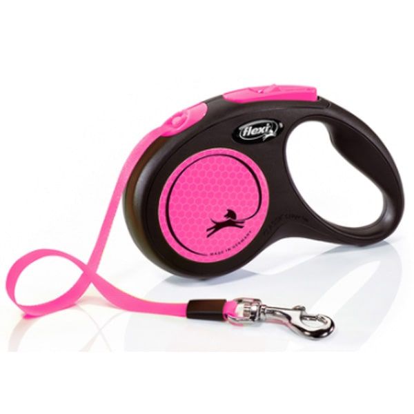 Рулетка для собак Neon S 5м  15кг стрічка Рожева, 5м на 15кг стрічка