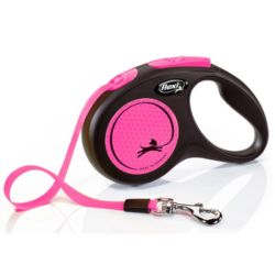 Рулетка для собак Neon S 5м  15кг стрічка Рожева, 5м на 15кг стрічка