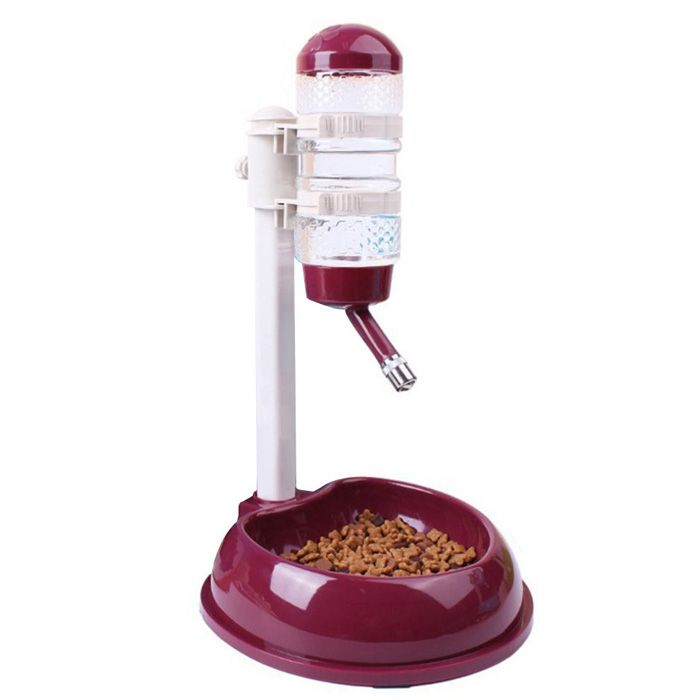 Миска сухі вуса універсальна на штативі для тварин 500мл з поїлкою пластик Бордо