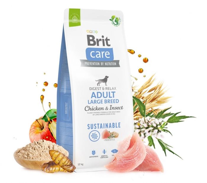 Brit Care Dog sustainable Adult Large для дорослих собак великих порід з куркою та комахами 3 кг