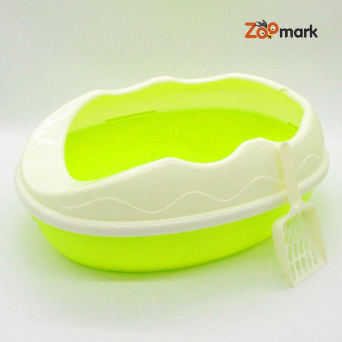 Туалет для кішок з високим бортом + лопатка 52х38х20 см Салатовий