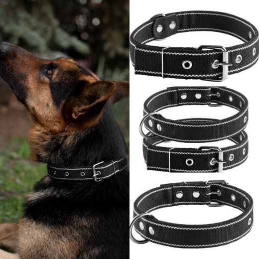 Нашийник для собак, подвійний капроновий, чорний 43-53 см