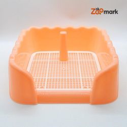 Туалет під пелюшку для собак глибокий борт, решітка зі стовпчиком 434315 см S Трояндовий