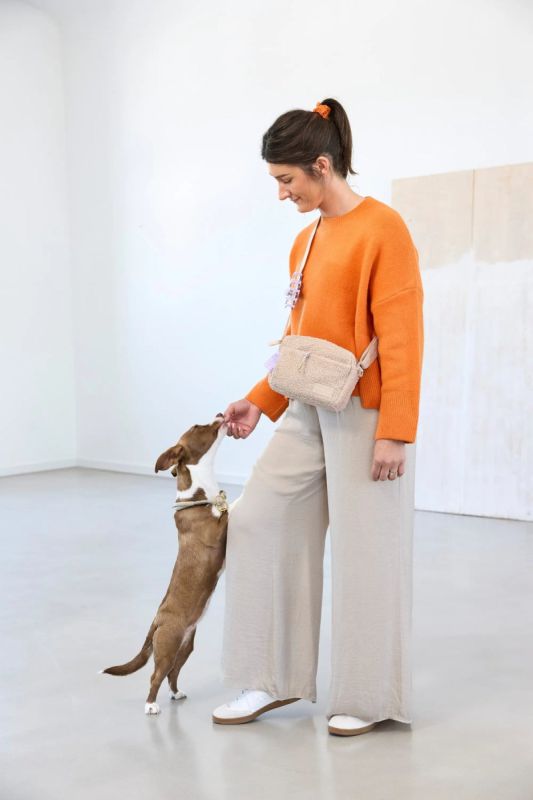 Квадратна сумка для ласощів та аксесуарів собак Palopa Noka Teddy-Fleece Бежевий