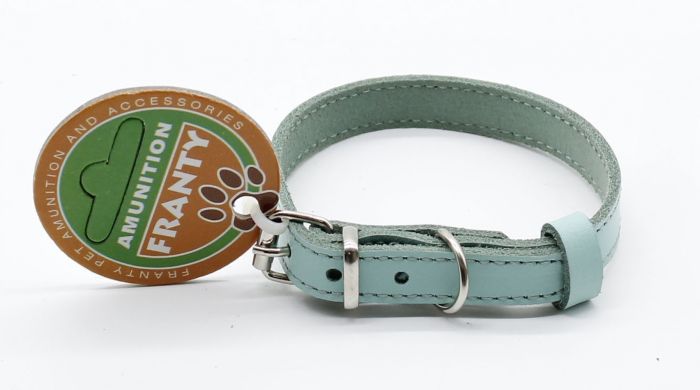 Нашийник Franty Style шкіра, 12 мм х 20-25 см аквамарин