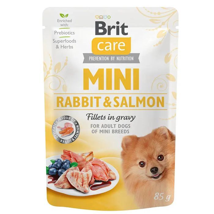 Brit Care Mini pouch вологий корм для собак, філе в соусі кролик та лосось 85 г 