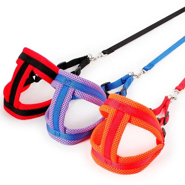 Шлея сітка і поводок, L(550-60120 см) Червоно-чорний