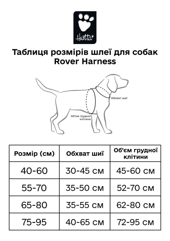 Шлейка для великих порід собак Hurtta Rover Harness Чорний 55-70
