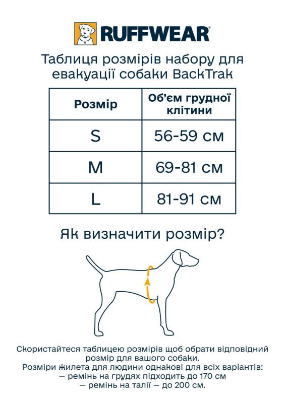 Набір для евакуації собаки Ruffwear BackTrak™ Сірий M