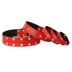 Нашийник для собак Шкіряний безрозмірний, червоний 17-32 см