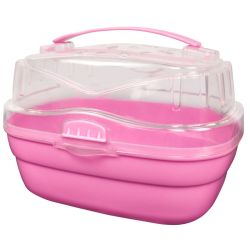 Переноска пластикова для гризунів 20х16х15 см з поїлкою RJ 195-1 Трояндовий