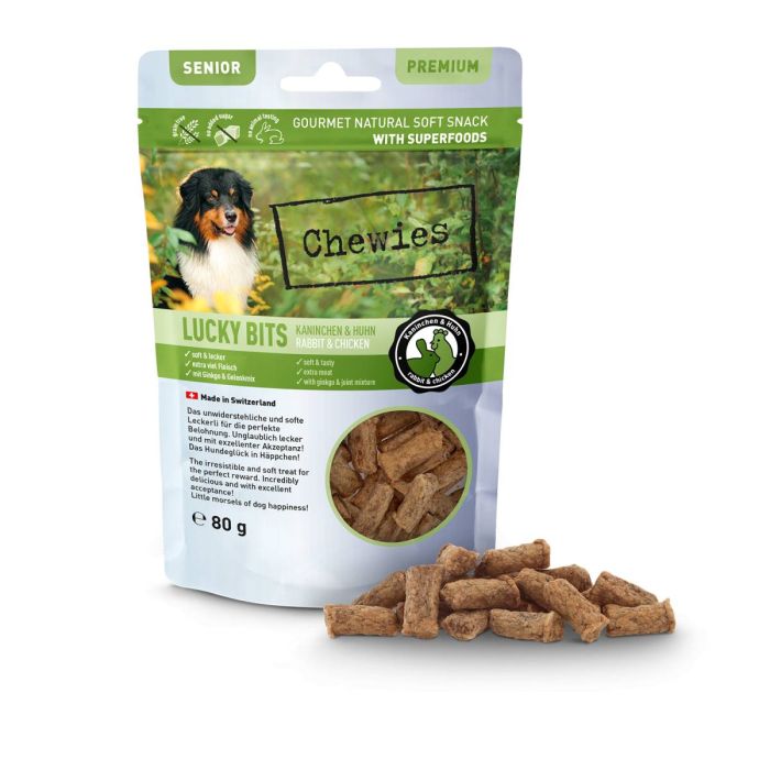 Натуральні ласощі з м'яса Кролика та Курки Chewies Lucky Bits для дорослих і літніх собак 80 г