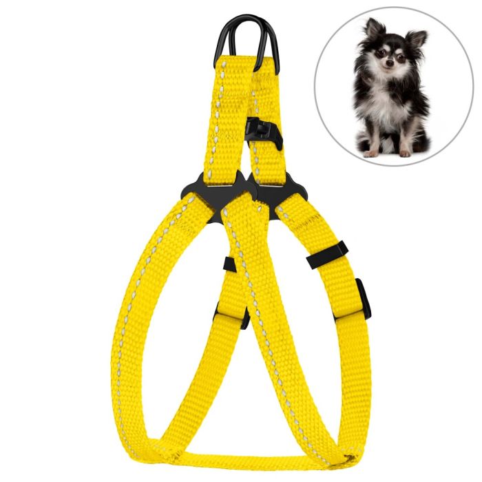 Шлея для собак BronzeDog жовта пластиковий фастекс 1228 68Т 10мм (33-40см)