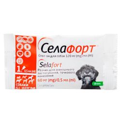 Селафорт краплі від бліх, кліщів і гельмінтів для собак 5,1-10 кг (60мг0,5 мл)