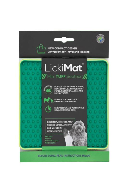 Лизальний килимок антистрес для маленьких собак собак LickiMat Mini Tuff Soother Green, тверда основа