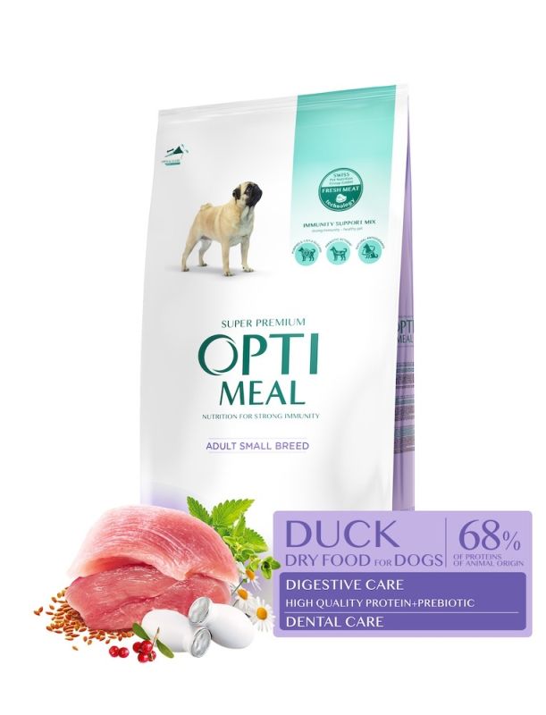 АКЦІЯ -18 Optimeal Adult Dogs Small Duck з качкою сухий корм для собак малих порід 1,5 кг 