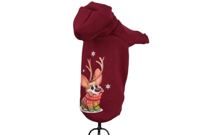 Олень світшот для собак дівчаток трикотаж на флісі Бордо L