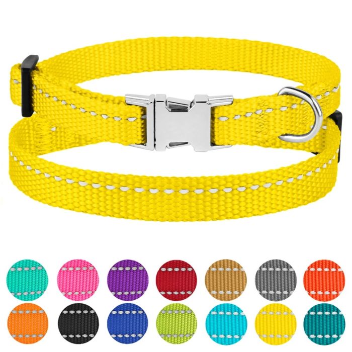 Нашийник для собак BronzeDog жовтий металевий фастекс 10мм (18-28 см) 1228 31Т 