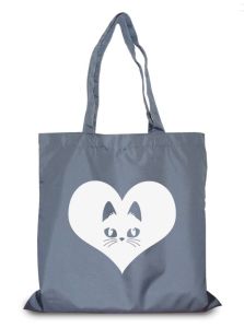 Екосумка Мордочка кота в сердечку 40х38 сіра 