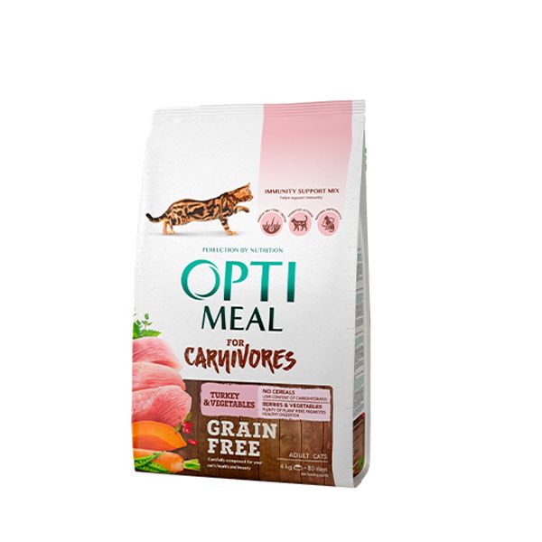 Optimeal беззерновой корм для котів з індичкою і овочами 300г