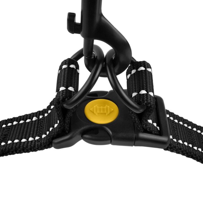 Шлея ACTIVE нейлонова зі світловідображенням Чорна ширина 25мм  Обхват Груди 58-71см