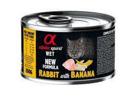Вологий корм Alpha Spirit Rabbit with Banana Complete для дорослих котів, з кроликом та бананом, 200 г AS Rabbit with bananaКонсерва дкотів АС Реббіт виз Банана Едалт Кет 200г 9022