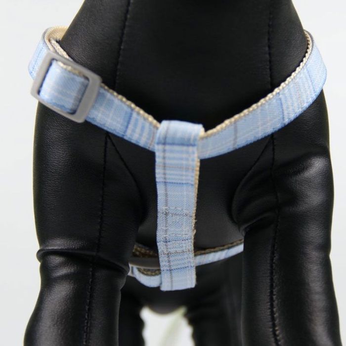 Шлея з повідцем рибка 1,5 х120 см клітинка Бежевий