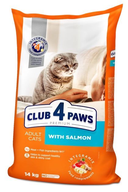 Акція Club 4 paws (Клуб 4 лапи) Корм для котів з лососем  14кг (-18)