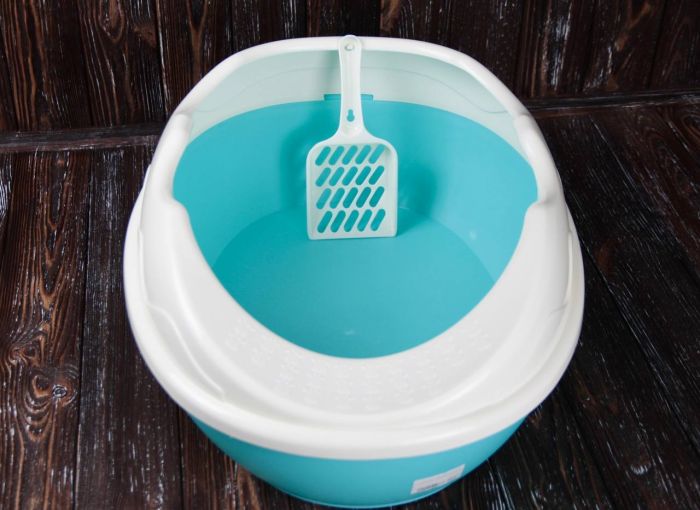 Туалет для кішок з високим бортом + лопатка 52х38х20 см Салатовий