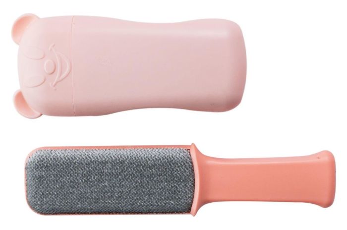 Щітка для прибирання шерсті ведмедик рожева 