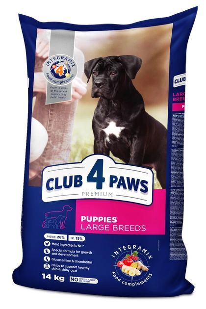 Акція CLUB 4 PAWS Сухий корм для цуценят великих порід з куркою 14кг (-18)