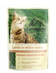 Вологий корм Carpathian Pet Food Lamb in White Sauce для котів, з ягням у білому соусі, 100 г