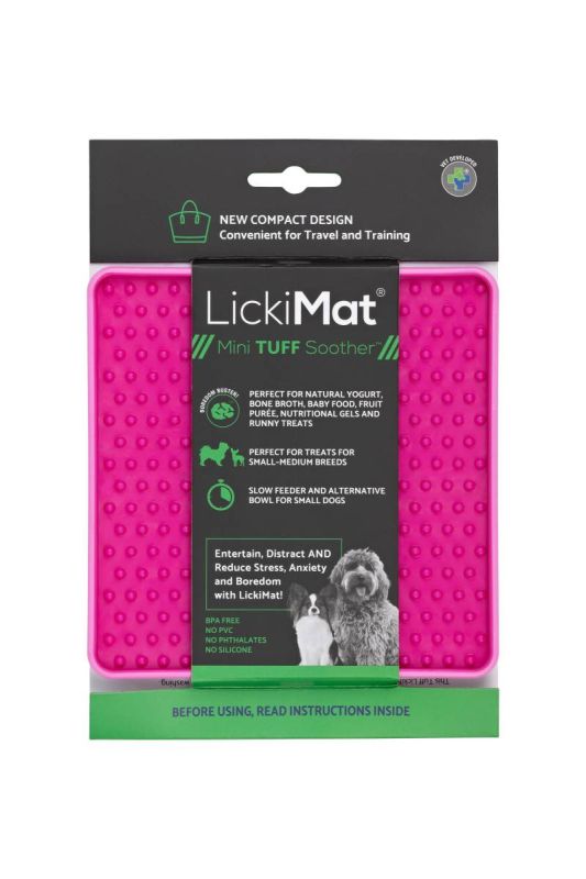 Лизальний килимок антистрес для маленьких собак собак LickiMat Mini Tuff Soother Pink, тверда основа