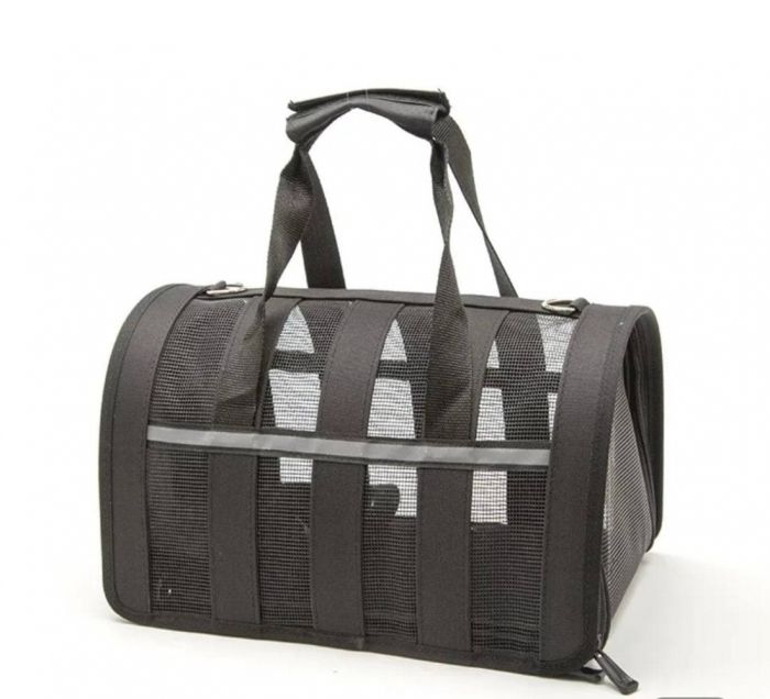 Сумка-переноска для тварин з сіткою 40х25х22 см M Чорна