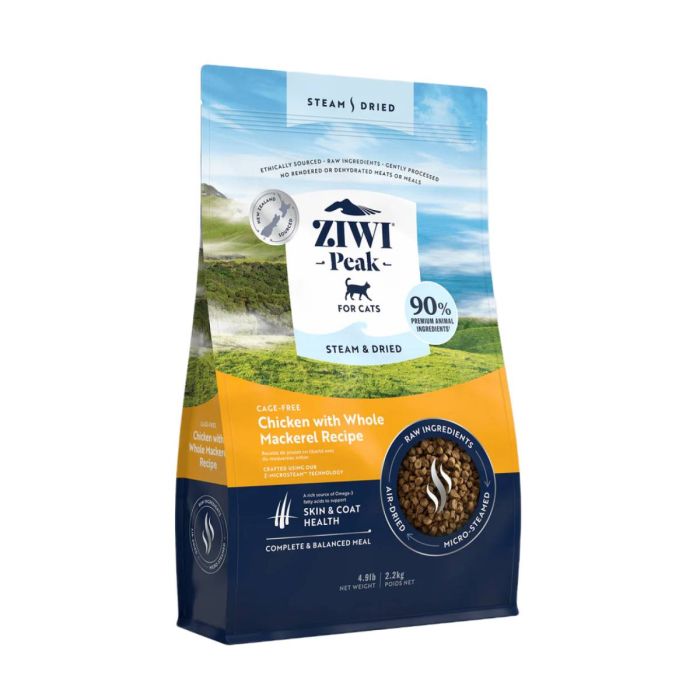 Повнораціонний сухий корм для котів Ziwi Peak Steam Dried Курка зі скумбрією 2,2 кг