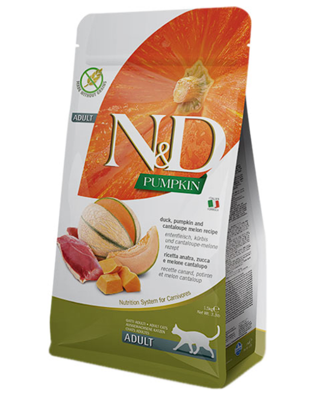 Сухий корм Farmina ND Pumpkin Cat Duck  Cantaloupe Adult для дорослих котів, з качкою та динею, ПРОБНИК 50 г   Фарміна кет сух пробник ND PUMPKIN CAT DUCK  CANTALOUPE ADULT 50 gr 35301