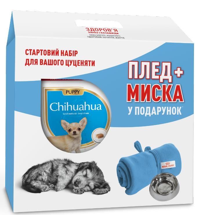 Акція сухий корм Royal Canin Chihuahua Puppy 1,5 кг в подарунок миска і плед 