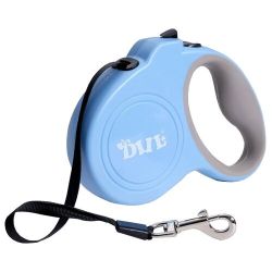 Рулетка для собак DIIL 4м  20кг пластикова ручка стрічка з кнопкою LS174 Блакитний