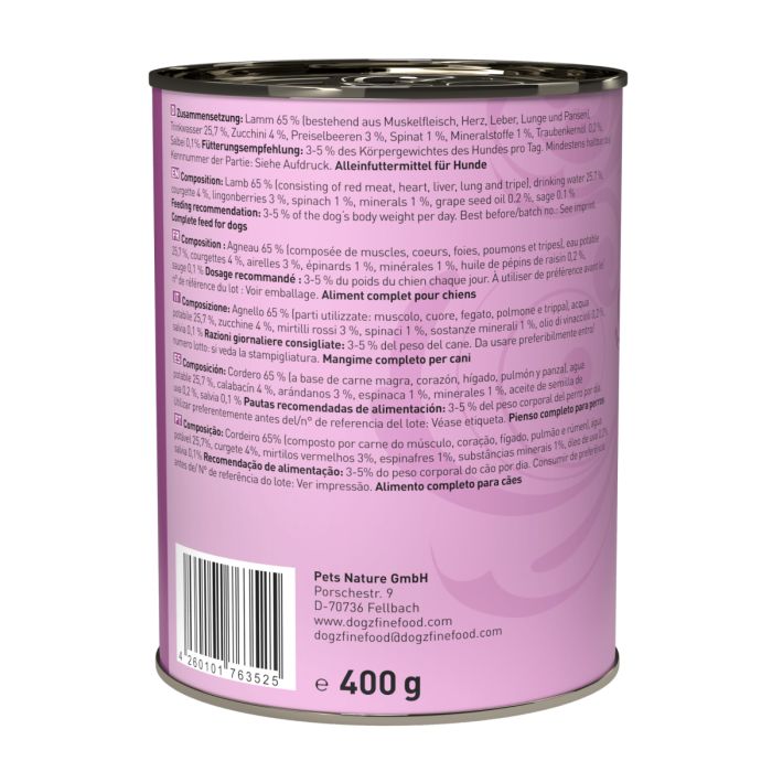 Вологий корм для собак Dogz Finefood No.10 ягня 400 г