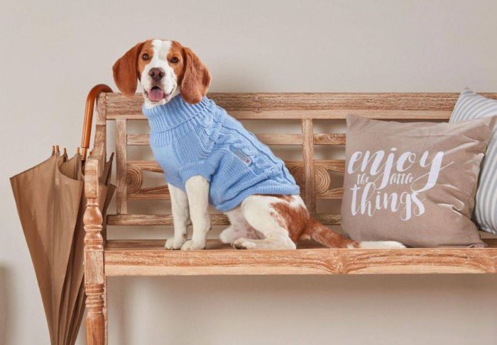 В'язаний светр для собаки Wolters Cable Knit з візерунком коси 40 см Синій