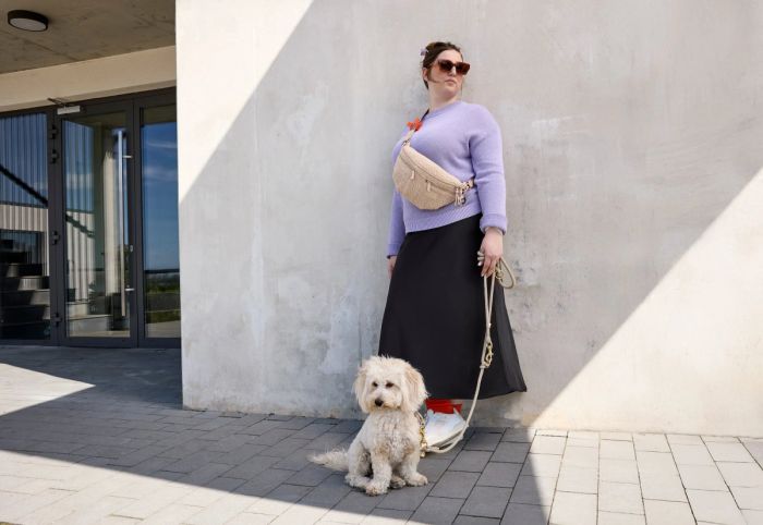 Поясна сумка-бананка для ласощів та аксесуарів собак Palopa Emma Teddy-Fleece Бежевий