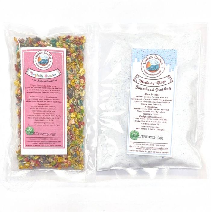 Набір для прикрашання торта для собак Cooka's Cookies Блакитна глазур 45 г і Веганська посипка 80 г