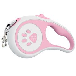 Рулетка для собак 5м  30 кг лапка гумова ручка стрічка з фіксатором Трояндовий