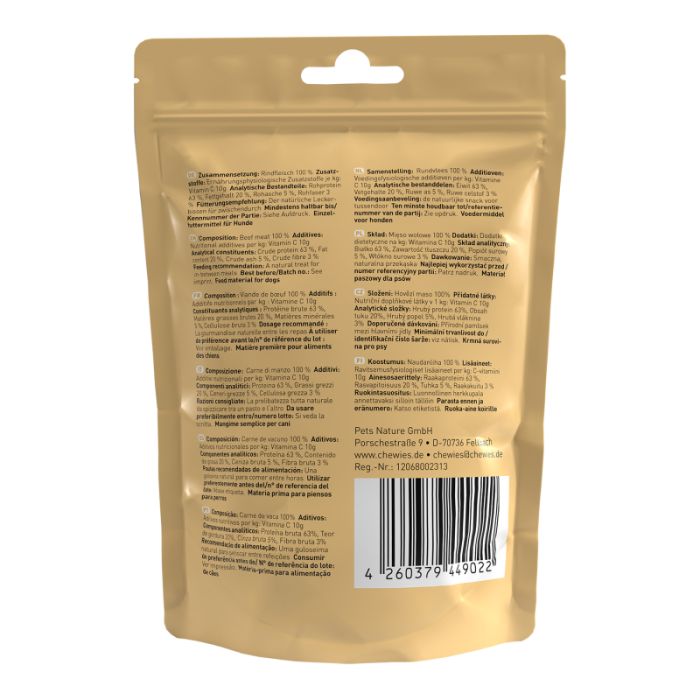 Мʼясні натуральні ласощі для собак 100% Яловичина Chewies для будь-якого віку 150 г