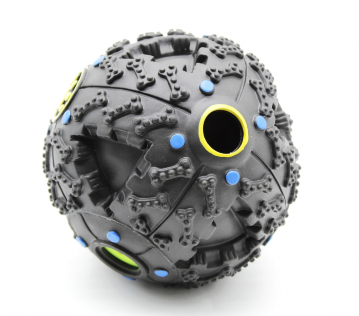 Мяч жорсткий з оригінальним звуком, для ласощів, 10 см, 19-32 002 Чорний