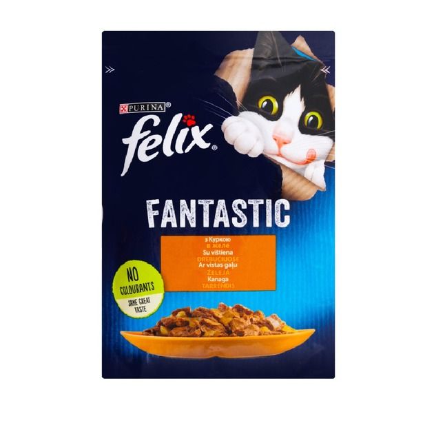 АКЦІЯ Felix Fantastic вологий корм з куркою в желе для котів 85 гр 