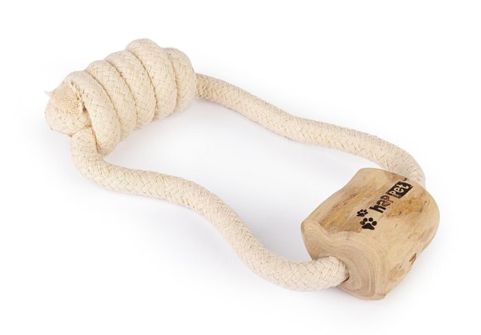 Іграшка Жувальна з кавового дерева з бавовняним канатом 23x9 см