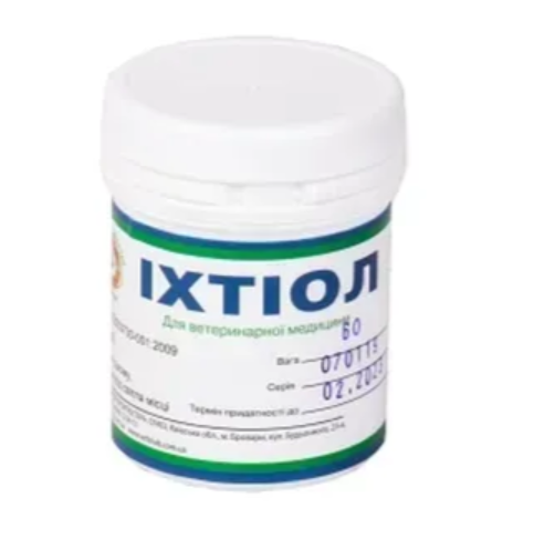 Мазь Іхтіол чистий 60г (УкрВетПромПостач)  для великої рогатої худоби та свиней  зовнішній протизапальний та антисептичний засіб.