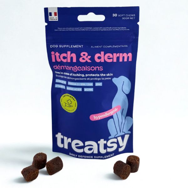 Щоденна добавка для собак Treatsy Daily Defence Itch & Derm Для здорової шкіри та проти свербежу 30 шт.
