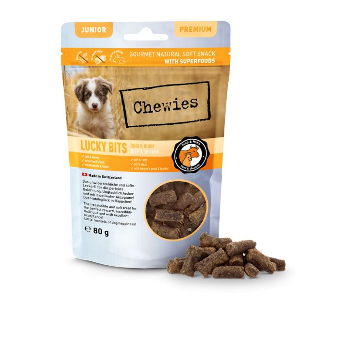 Натуральні ласощі з Яловичини та Курки Chewies Lucky Bits для цуценят 80 г
